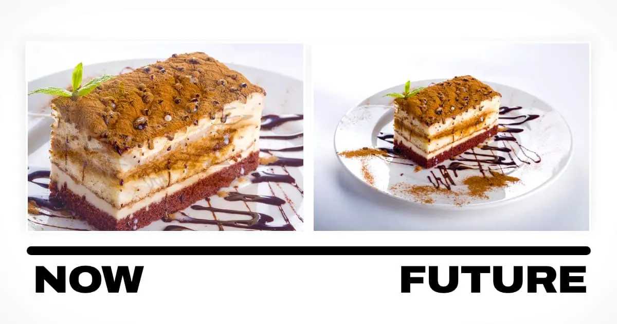 Zoomed in dessert implies now, zoomed out dessert implies the future