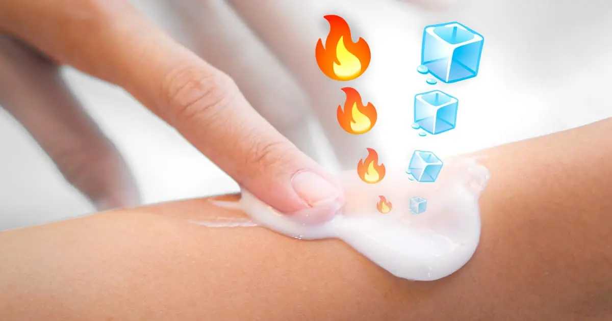 Applying lotion that triggers a warmth or cooling sensation