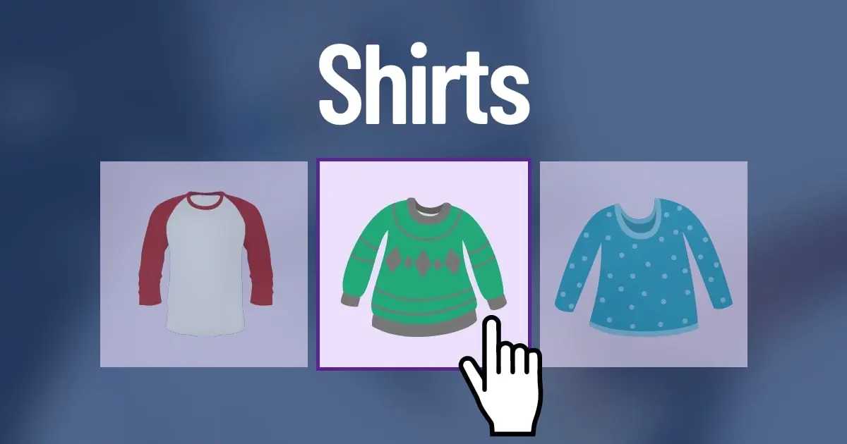 An assortment of t-shirts that change with cursor hover