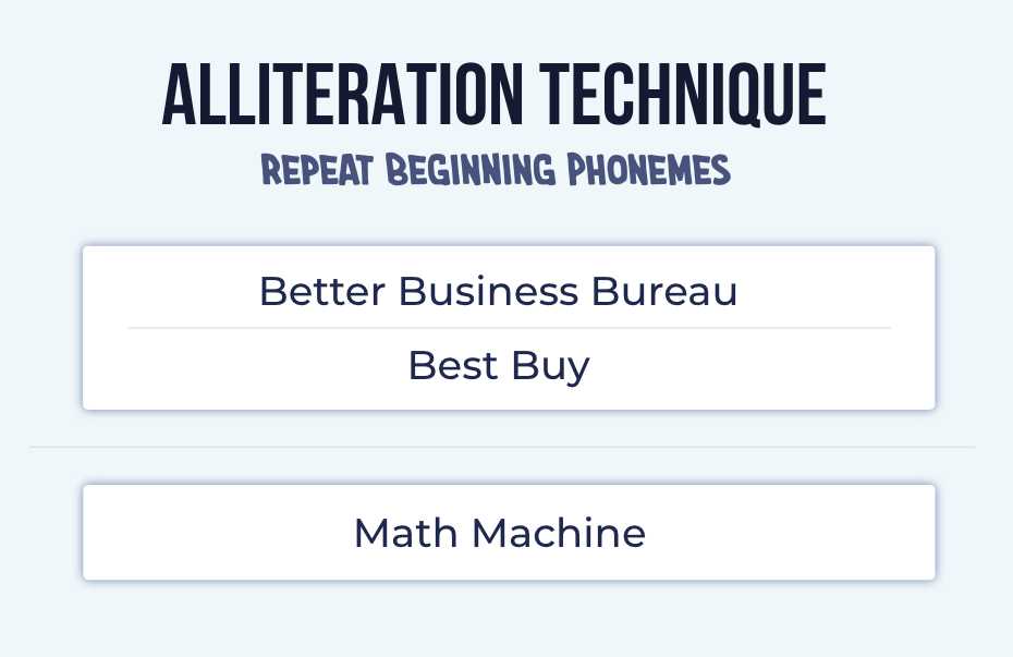 Alliteration technique of naming Better Business Buerau