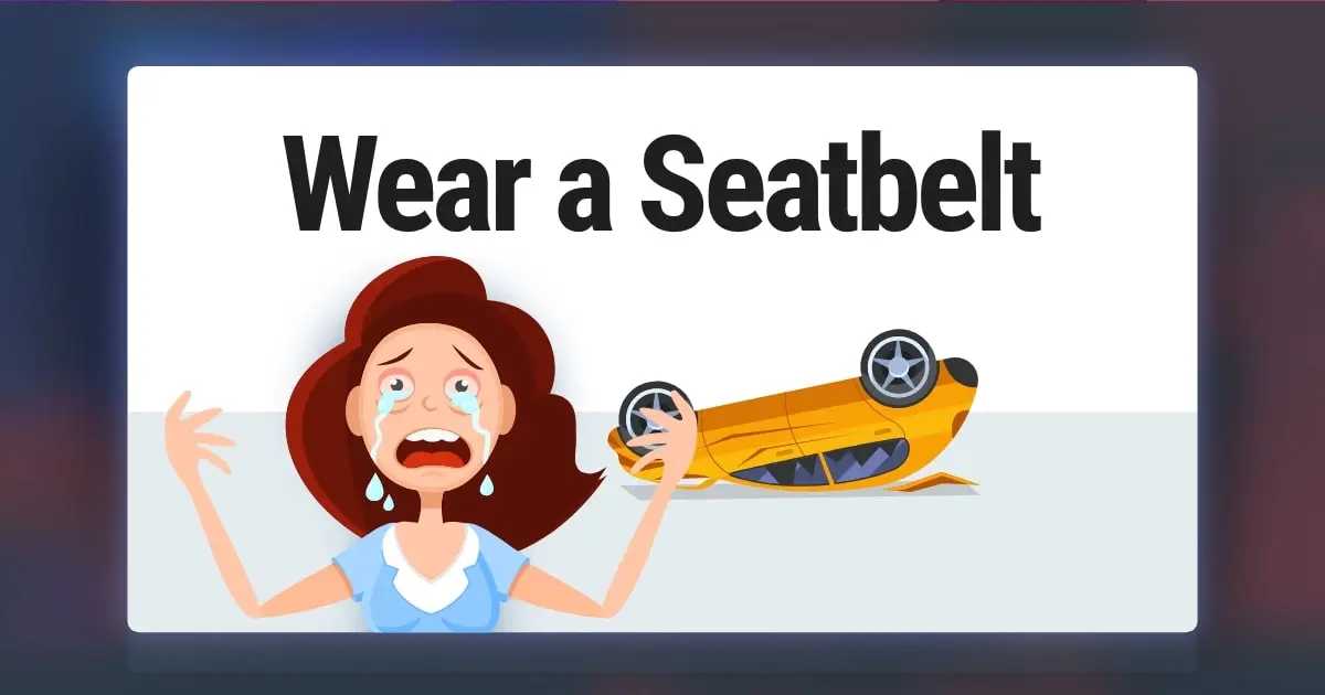 Seatbelt ad that shows woman get into a car accident