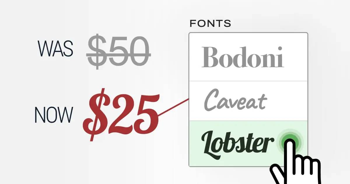 $50 price discounted in $25 in font that is slightly unusual